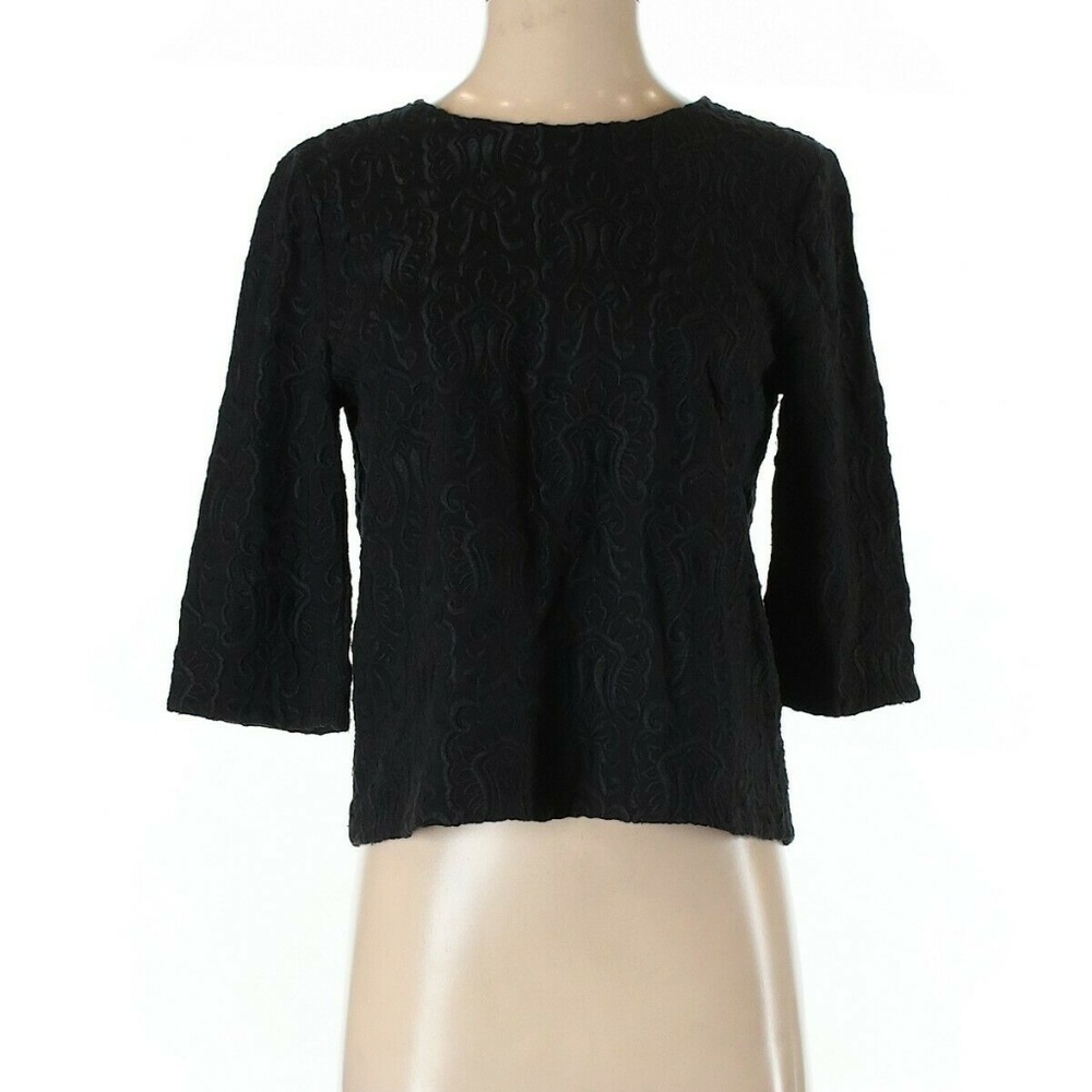 J. Crew Black 3/4 Sleeve Top Size S